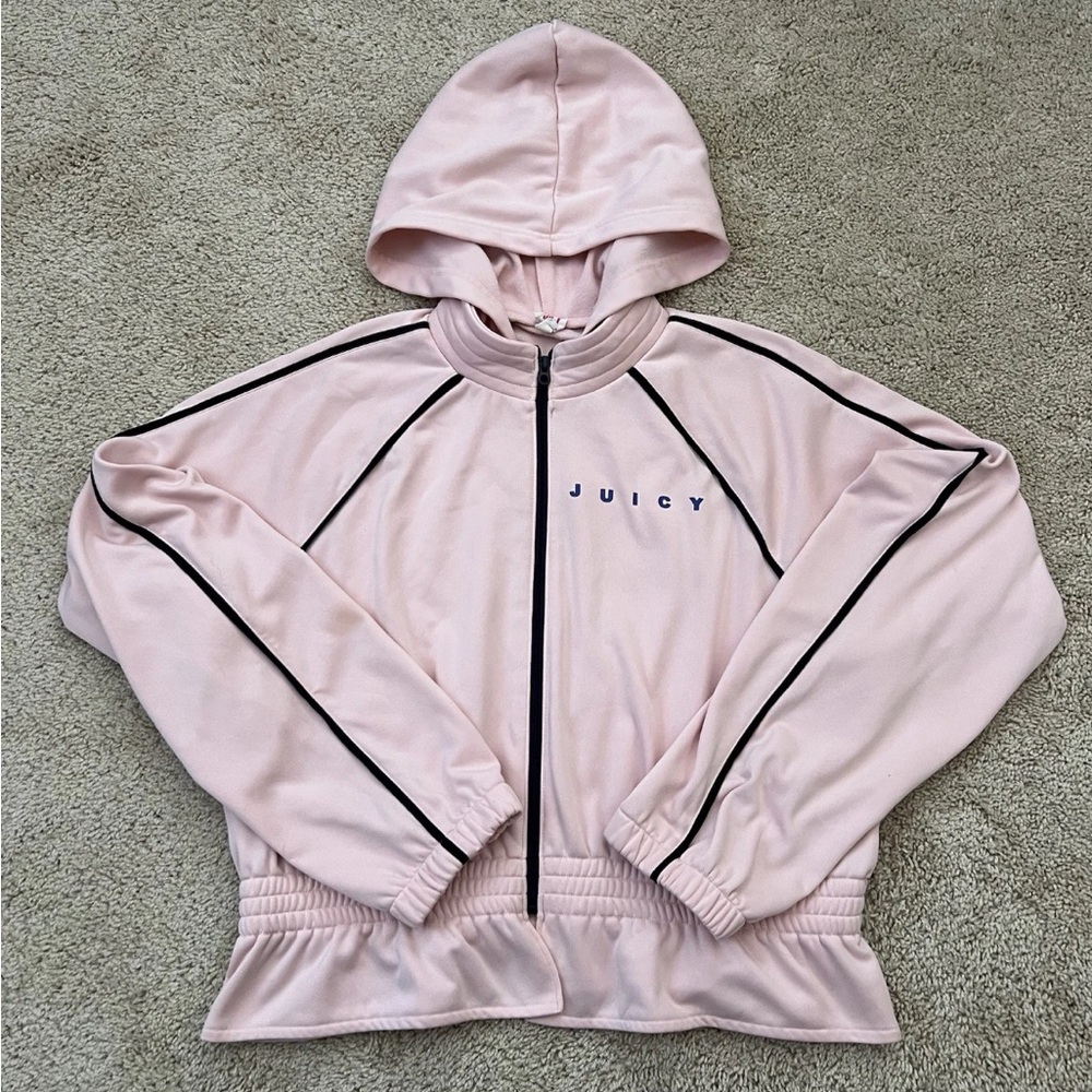Juicy by Juicy Couture Size XL Zip Up Track Jacket Hoodie Athleisure Pink Y2K